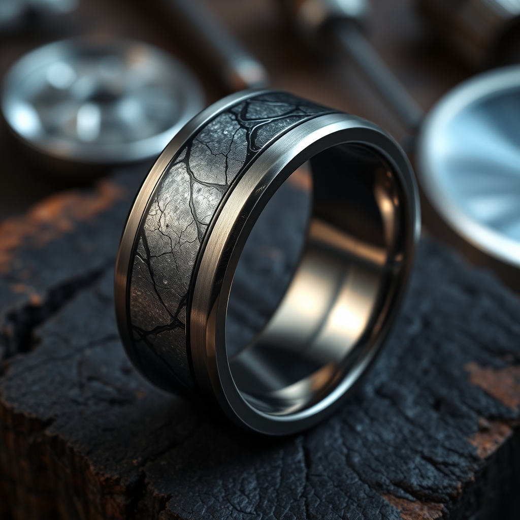 The Celestial Blueprint: How Muonionalusta Meteorite and Damascus Steel Are Crafting the Next Generation of Exotic Inlay Bands